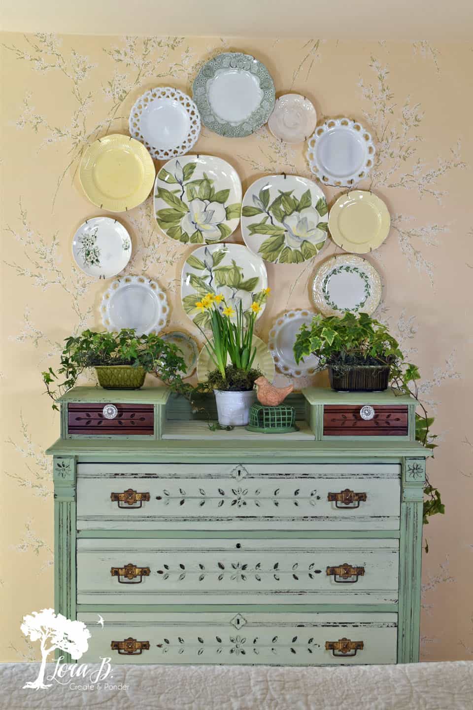 Vintage Mint Green Side Table Dresser