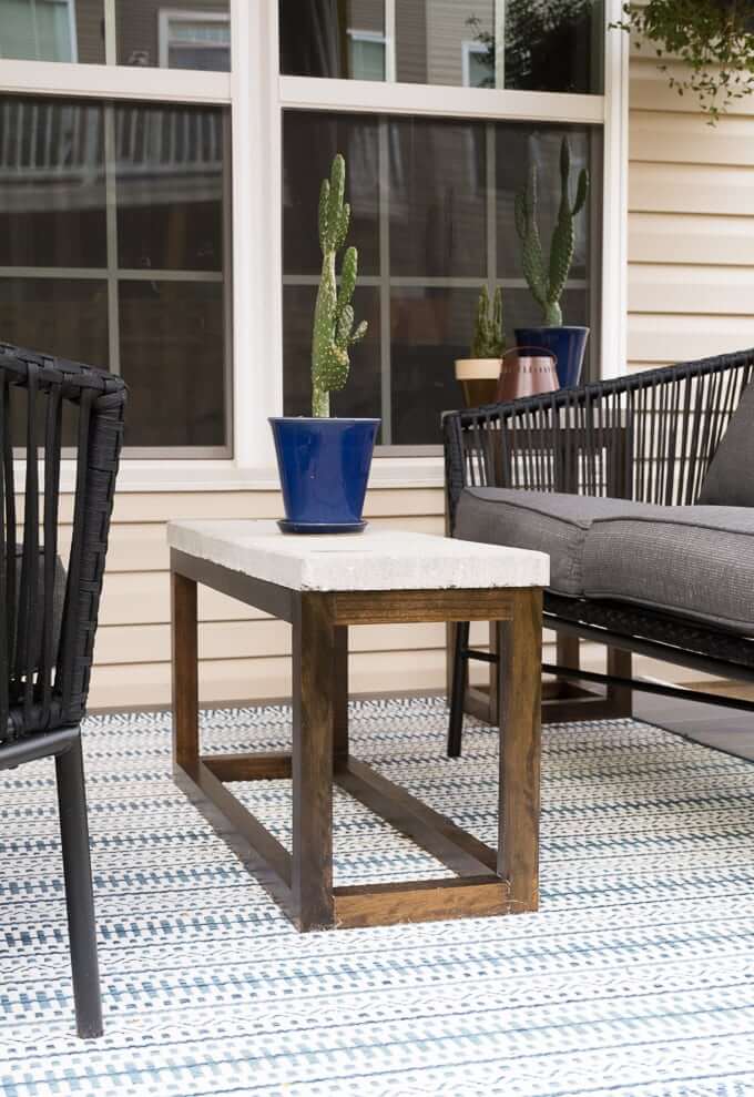 All-Weather Concrete and Wood Patio Table