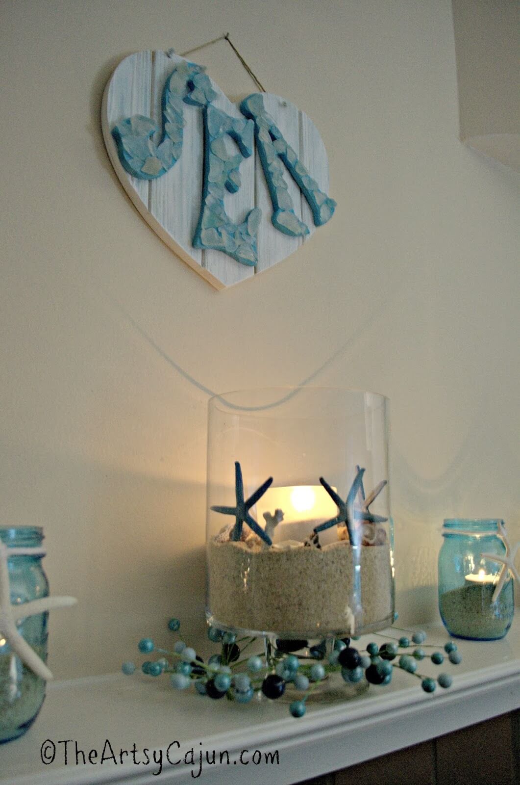 Sea-blue Berries and Starfish Decorated Candles