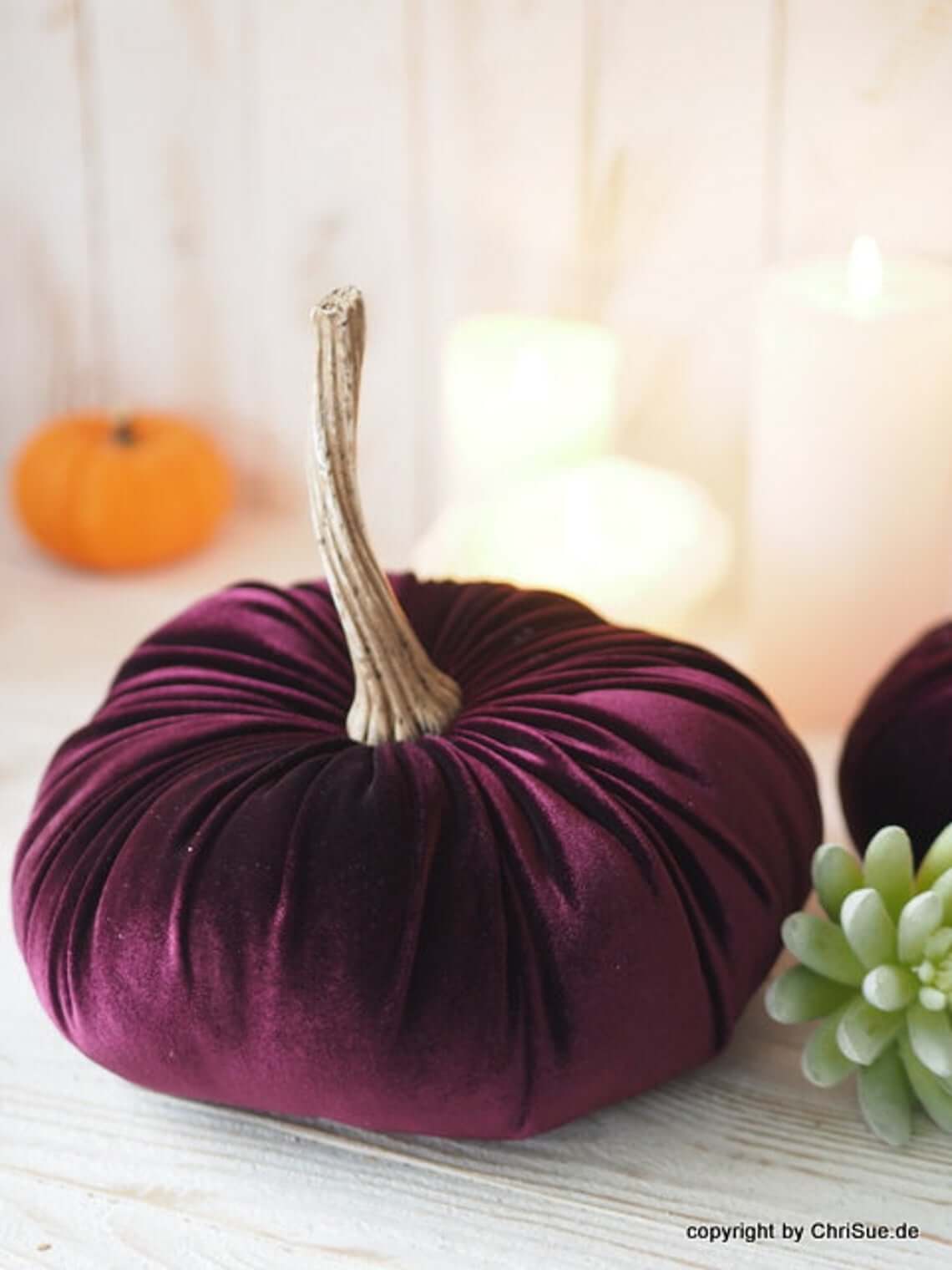 Plush Pumpkin in Rich Purple Velvet