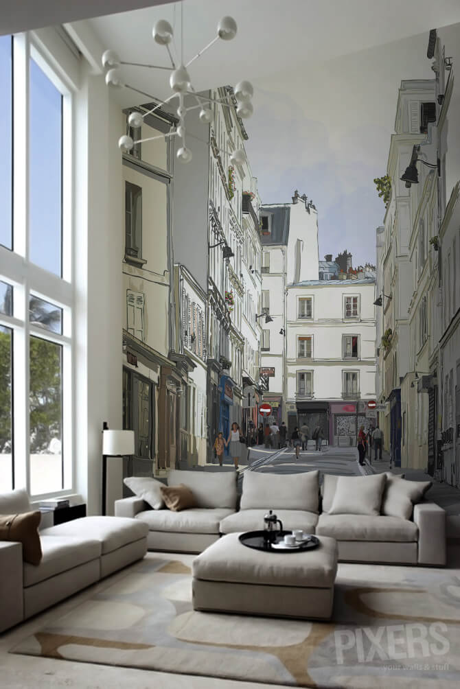 Walk into a Parisian Street Scene Wall Decor