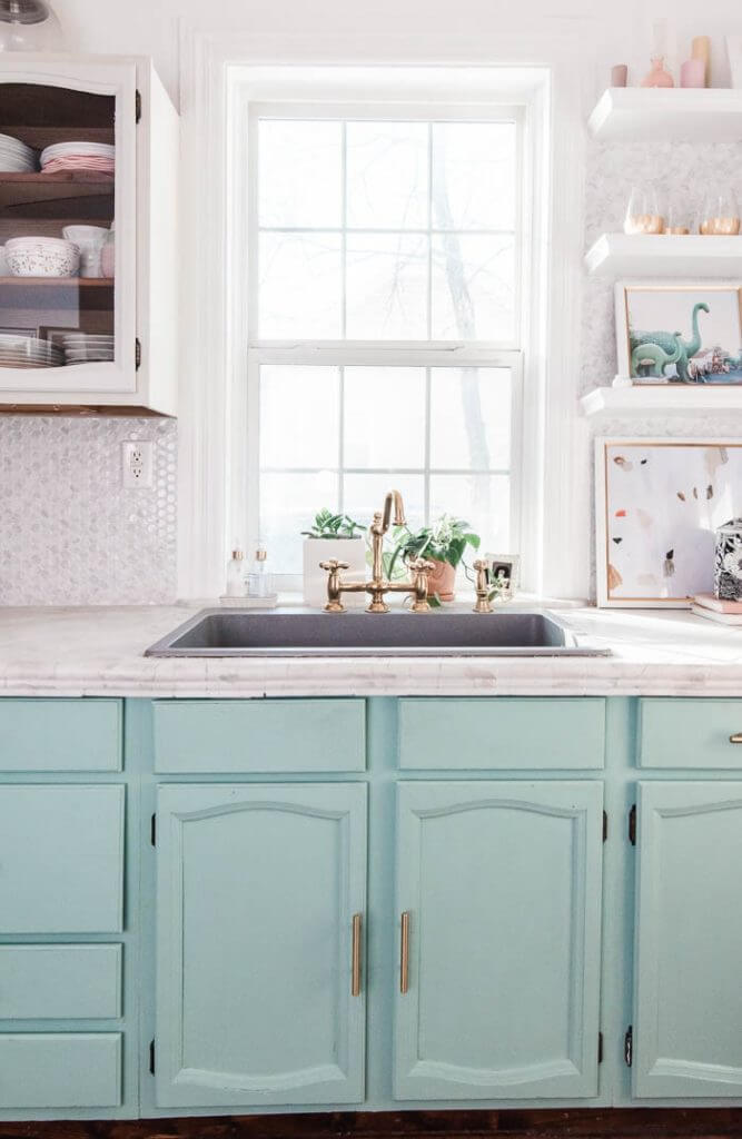 Luxurious Modern Mint Green Kitchen Cabinets