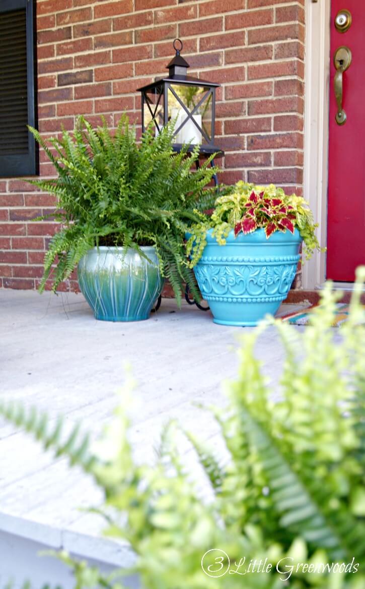 Decorative Teal Urn Front Porch Planters — Homebnc