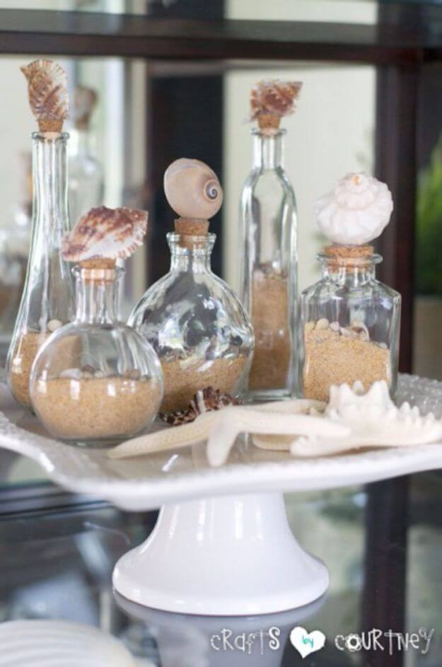 Vials of Sand with Clever Shell-topped Corks