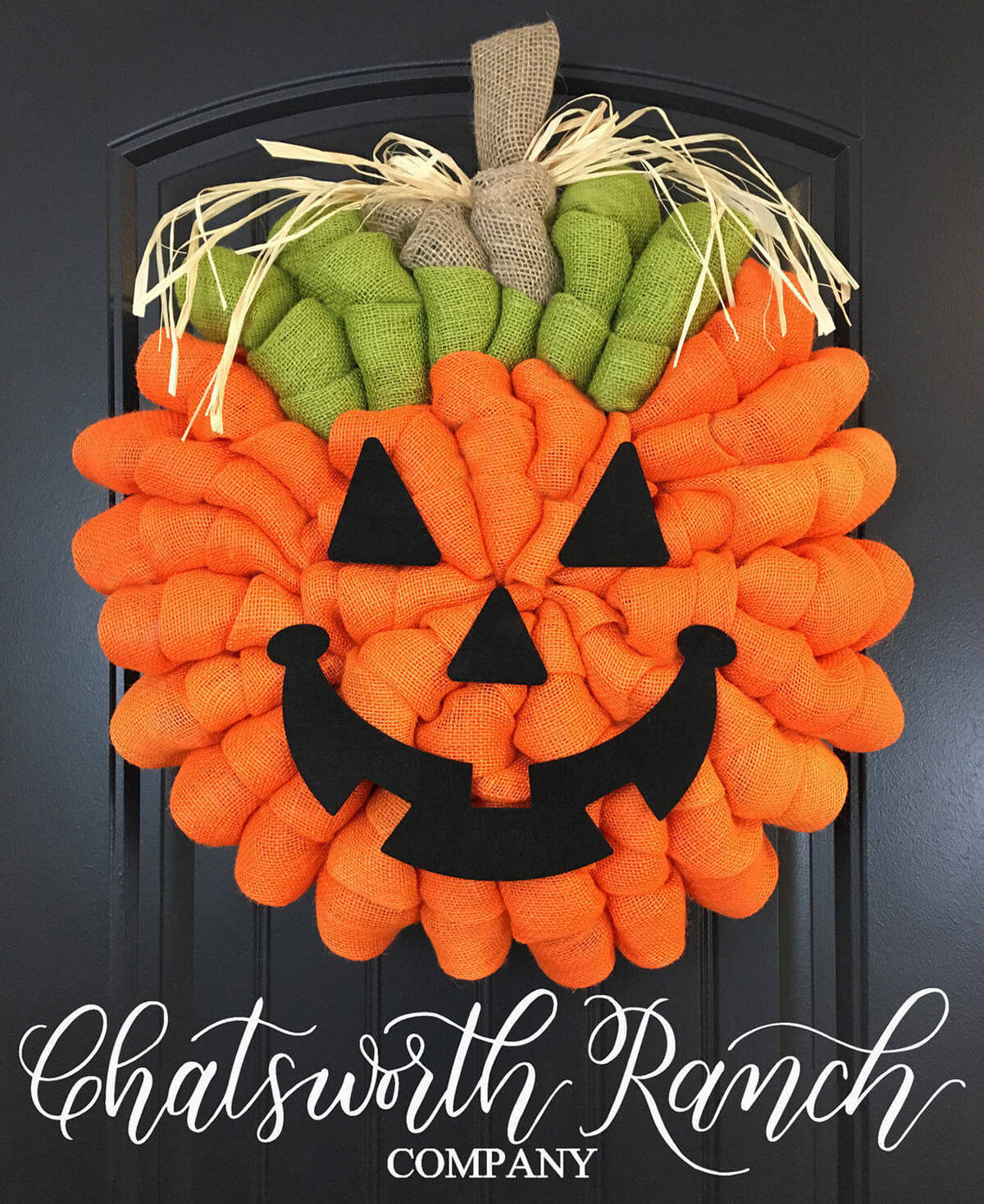 Jack-O-Lantern Fabric Door Wreath