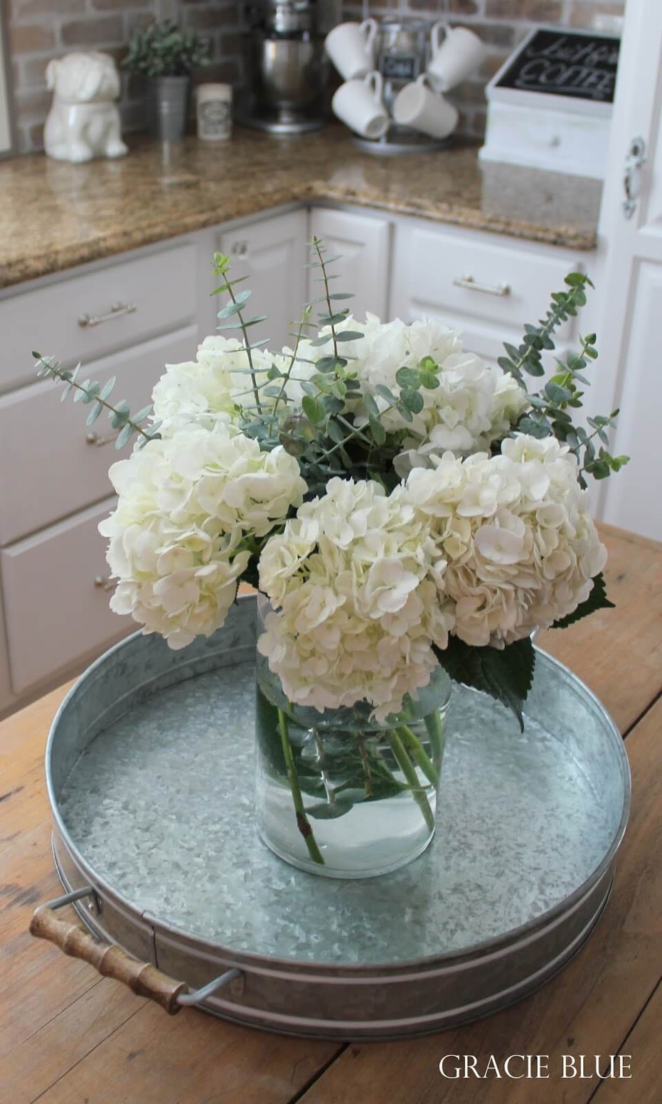 Lush Blossoms on a Galvanized Tray