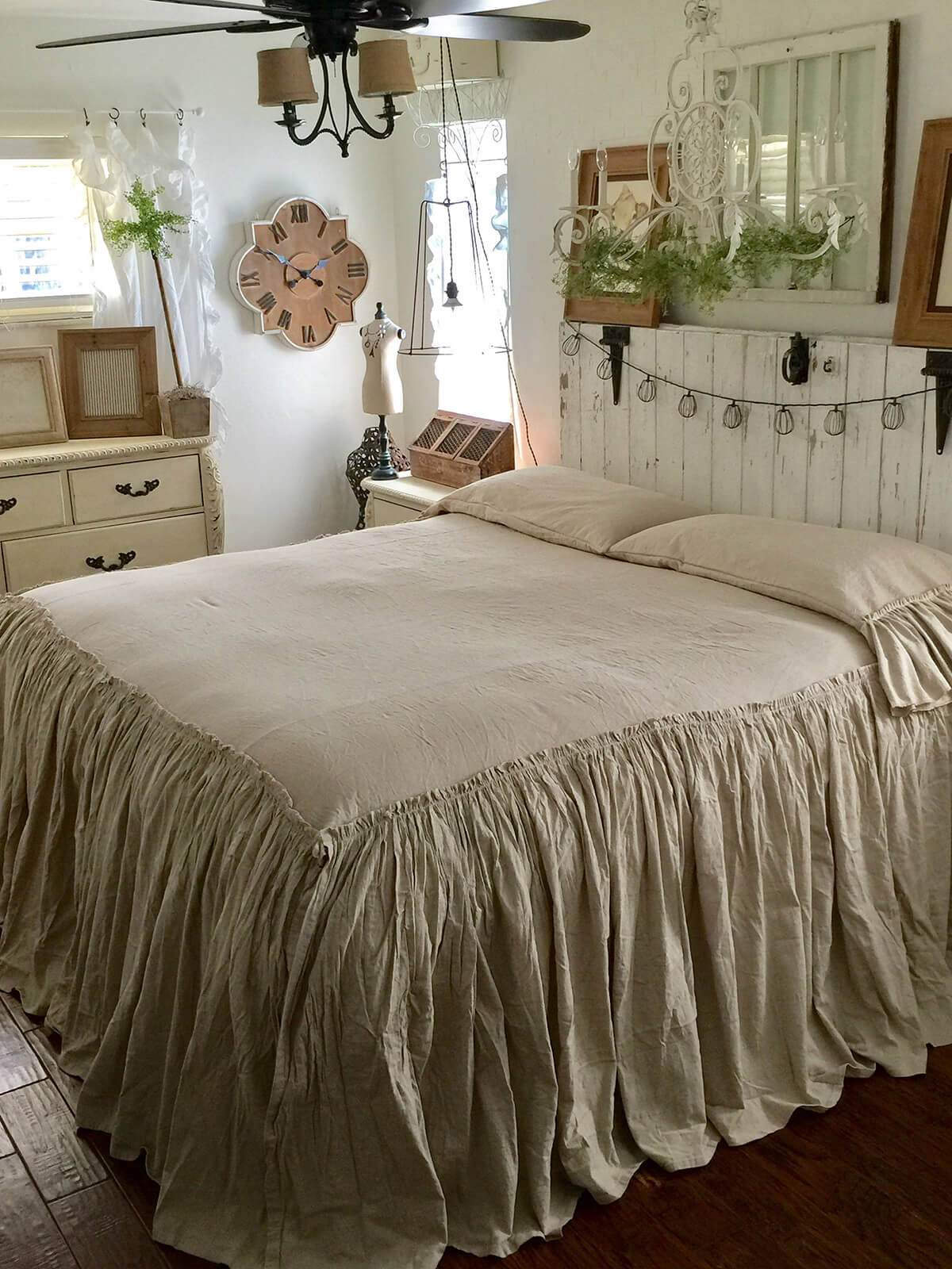 Rustic Wood and Ruffled Bedspreads
