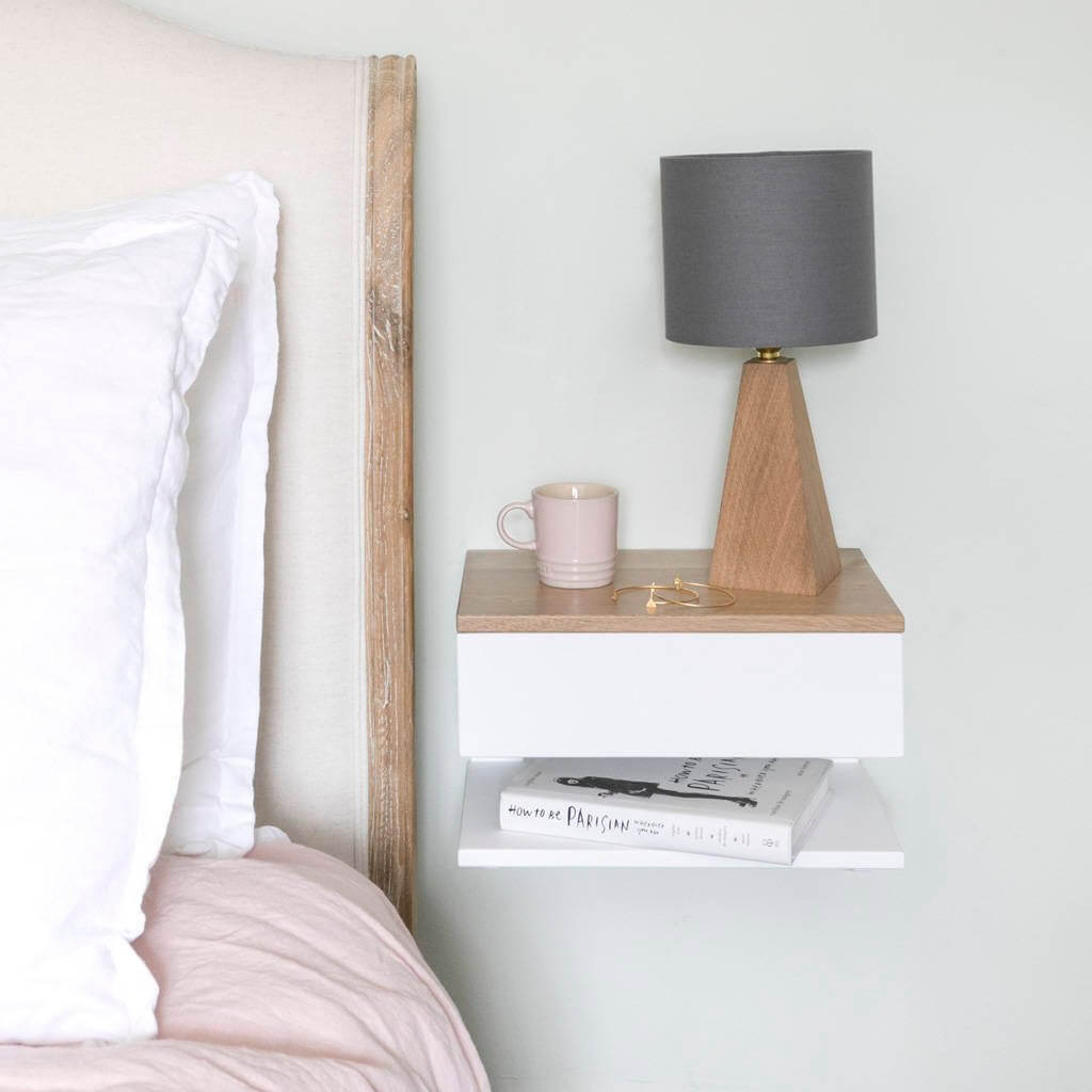 A Neutral Bedroom Nightstand with a Twist