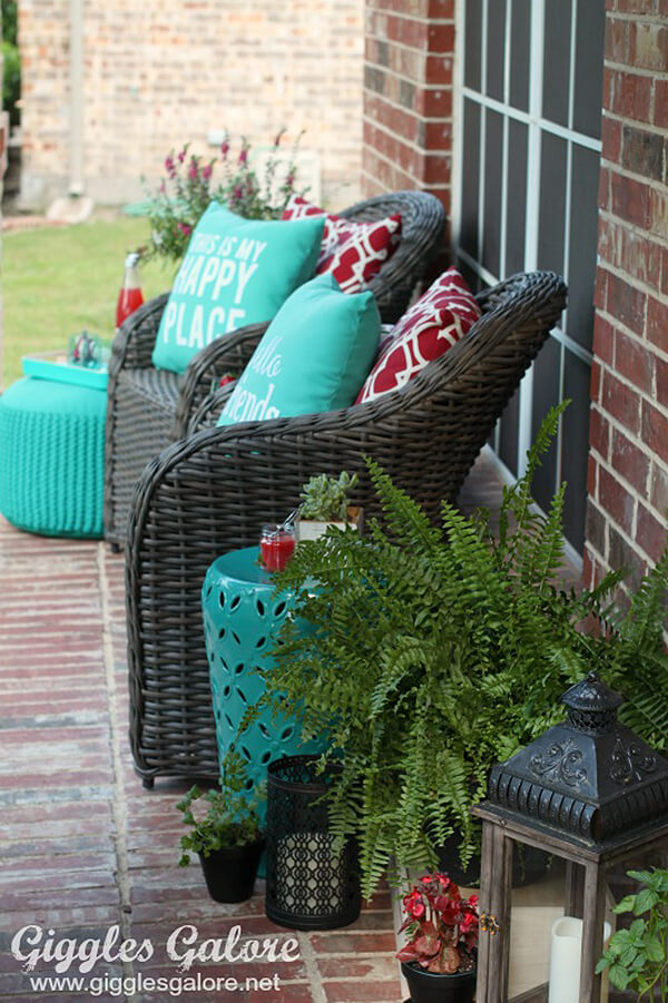 Red and Teal Decorative Porch Pillows