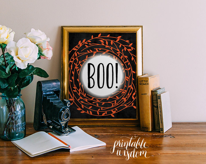 BOO! Halloween Wreath Print