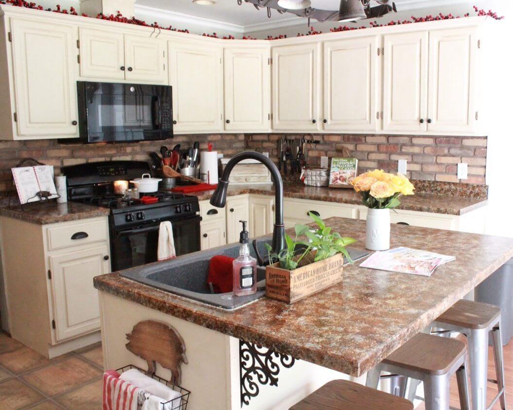 Cream Colored Kitchen with Wrought Iron Detail