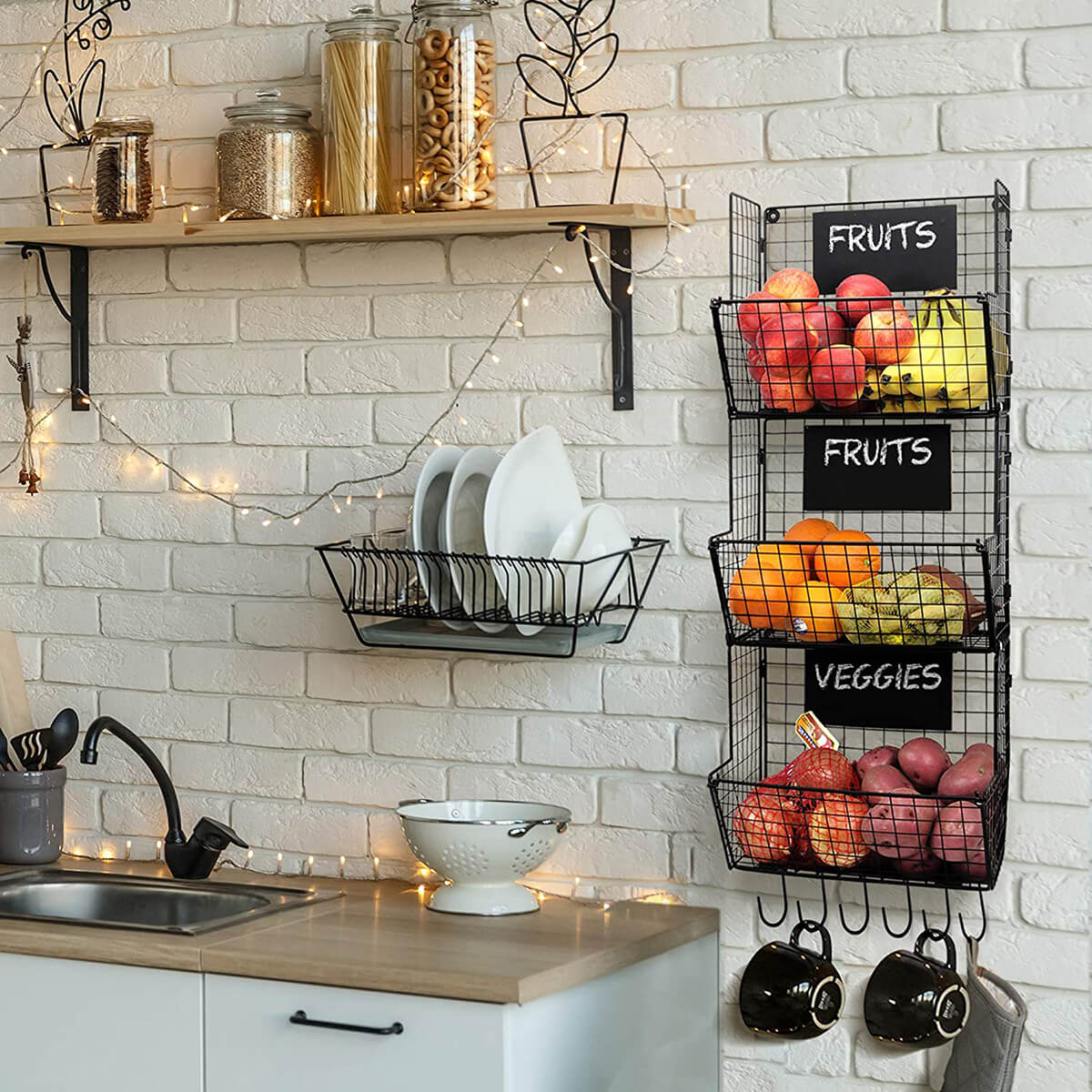 Fruit and Vegetable Hanging Storage with Hooks