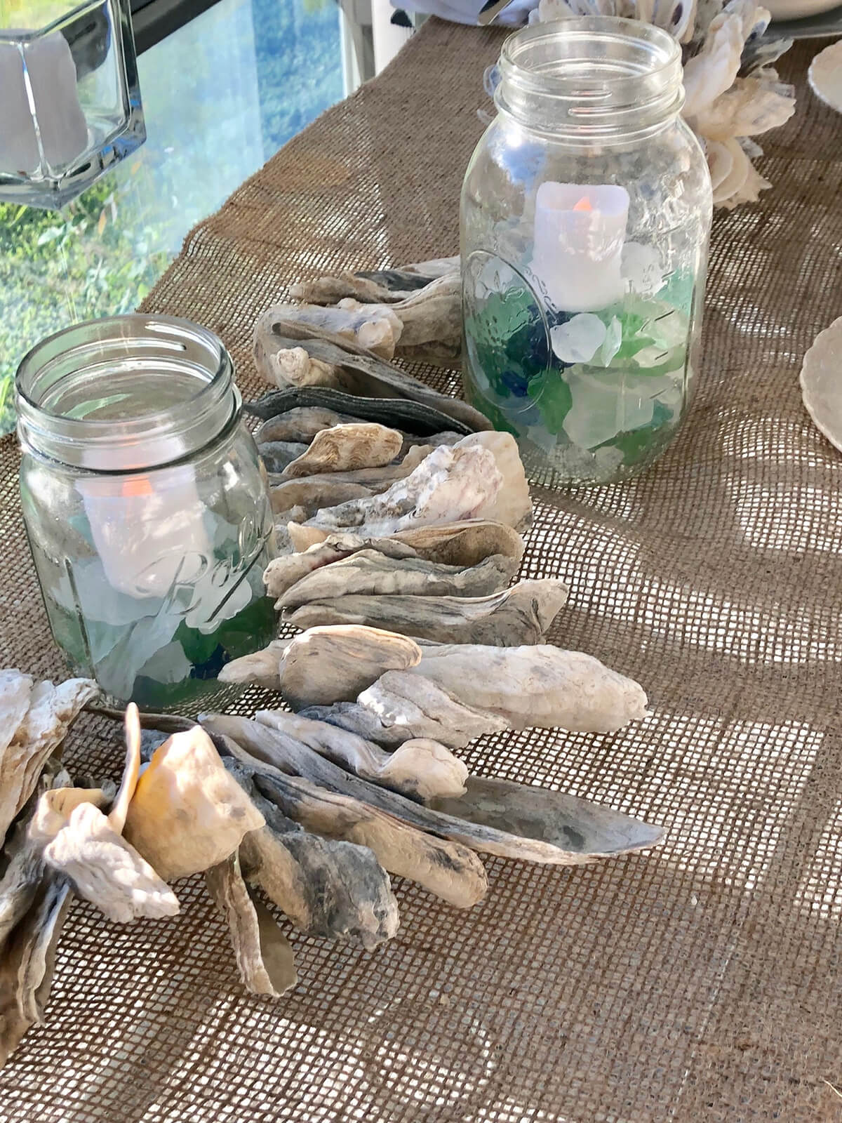 Naturally Contrasted Driftwood and Sea Glass Collection