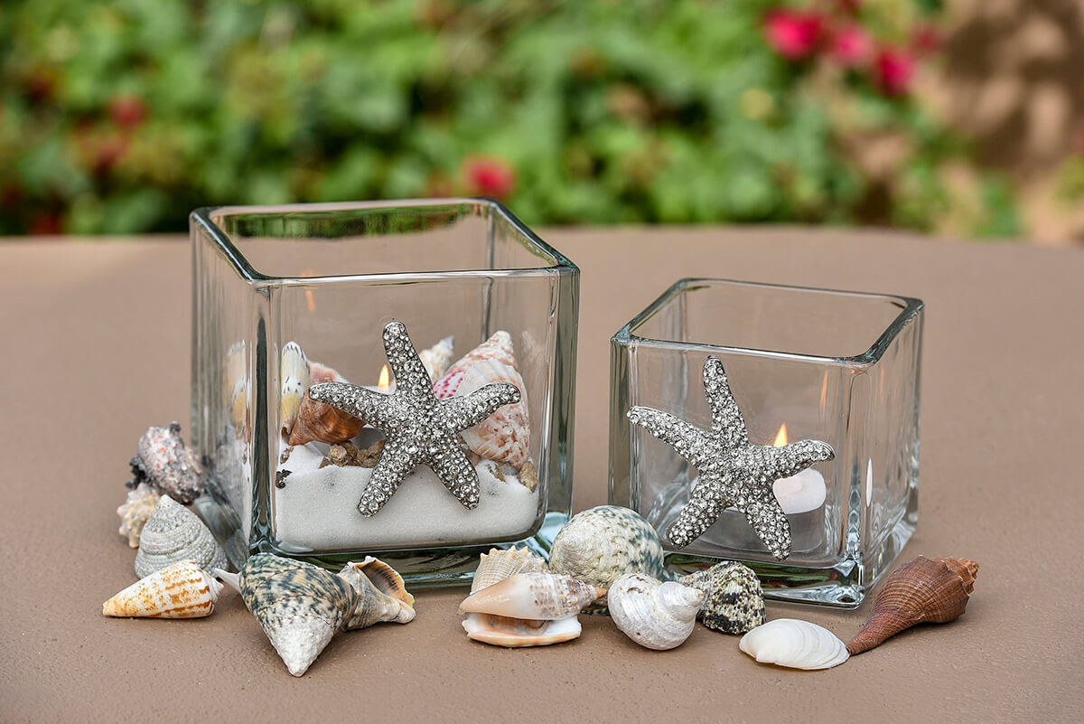 Metallic Starfish and Shells with Square Votives
