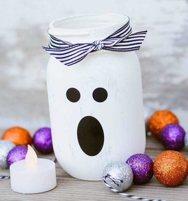 Pure White Ghost Mason Jar Lantern