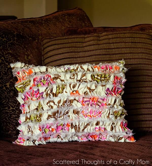 Colorful Ruffled Shaggy Pillow Design