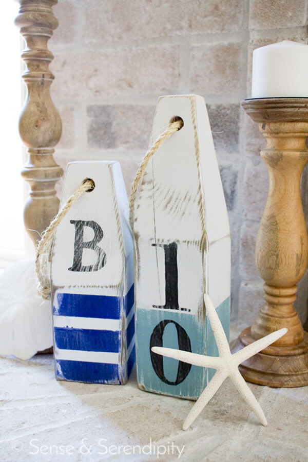 Painted Wooden Buoy Standing Decorations