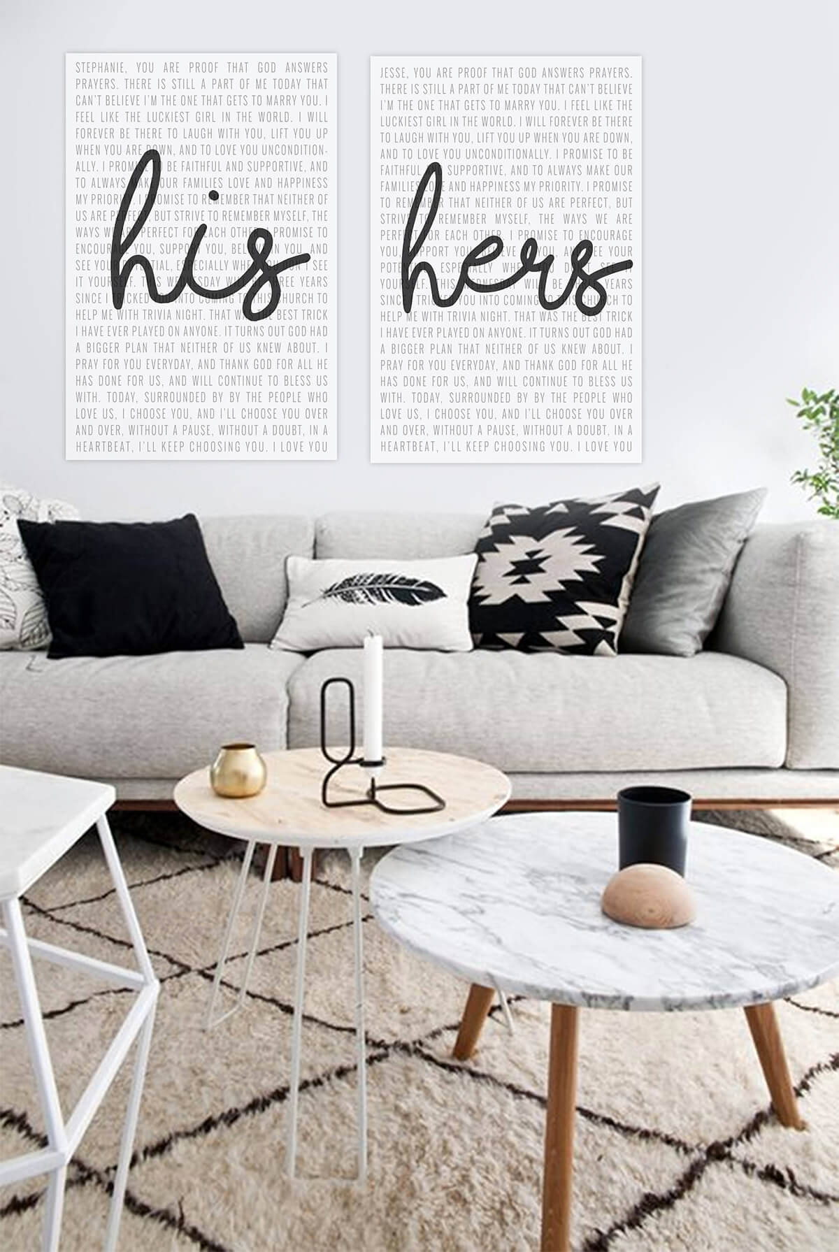 "His and Hers" Text Art with Simple, Modern Decor — Homebnc