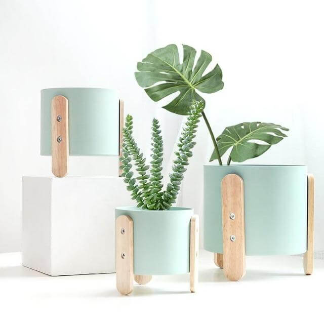 Modern Contemporary Cylinder Planters in Mint