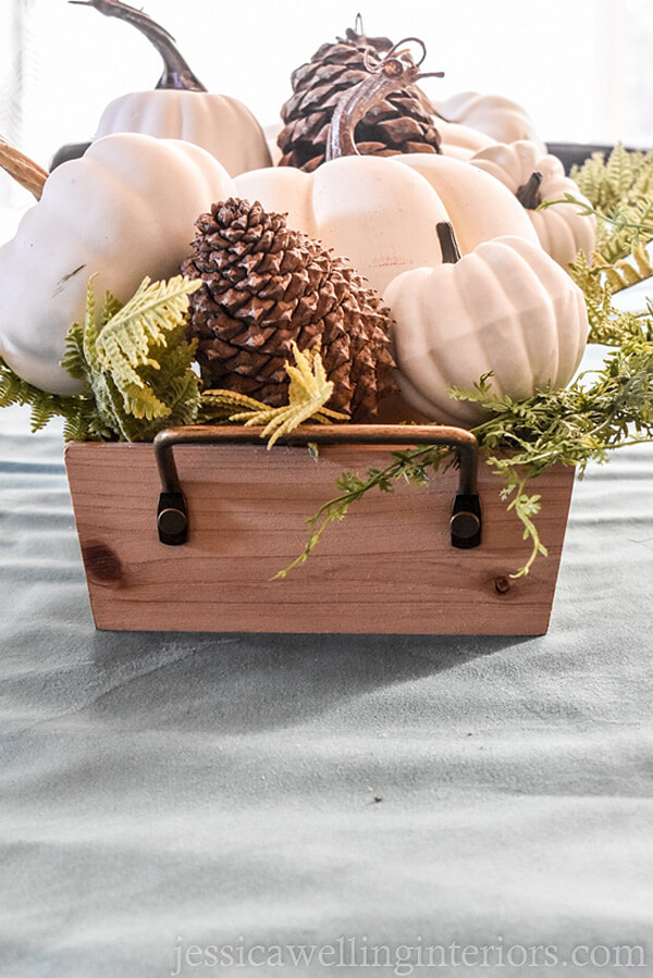 Fall Centerpieces: Overflowing with Pinecones, Pumpkins, and Ferns