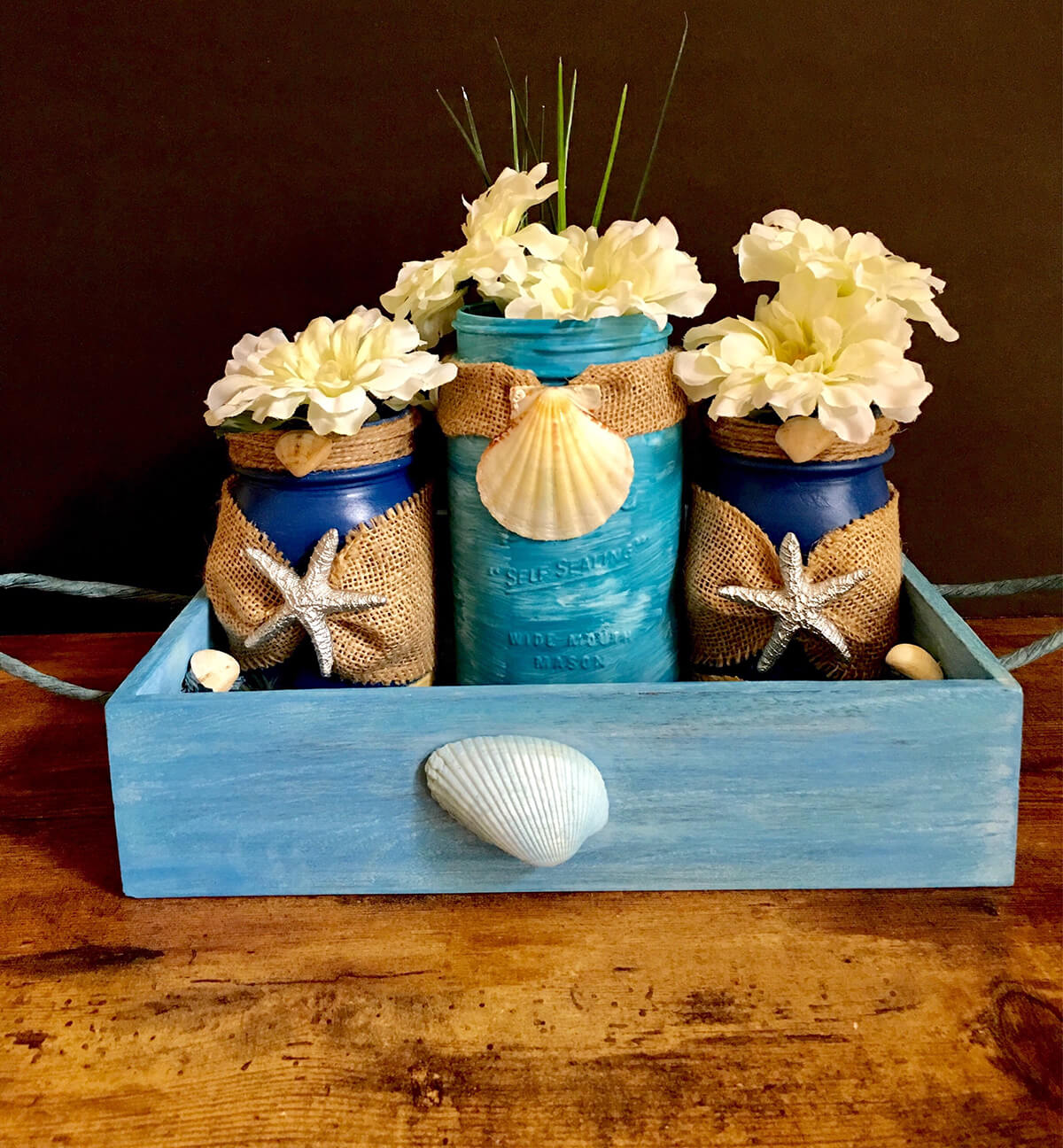 Painted Jars and Crate with Beachside Details