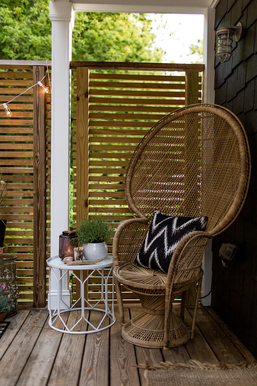 Warm Wooden Deck with Beach Lights