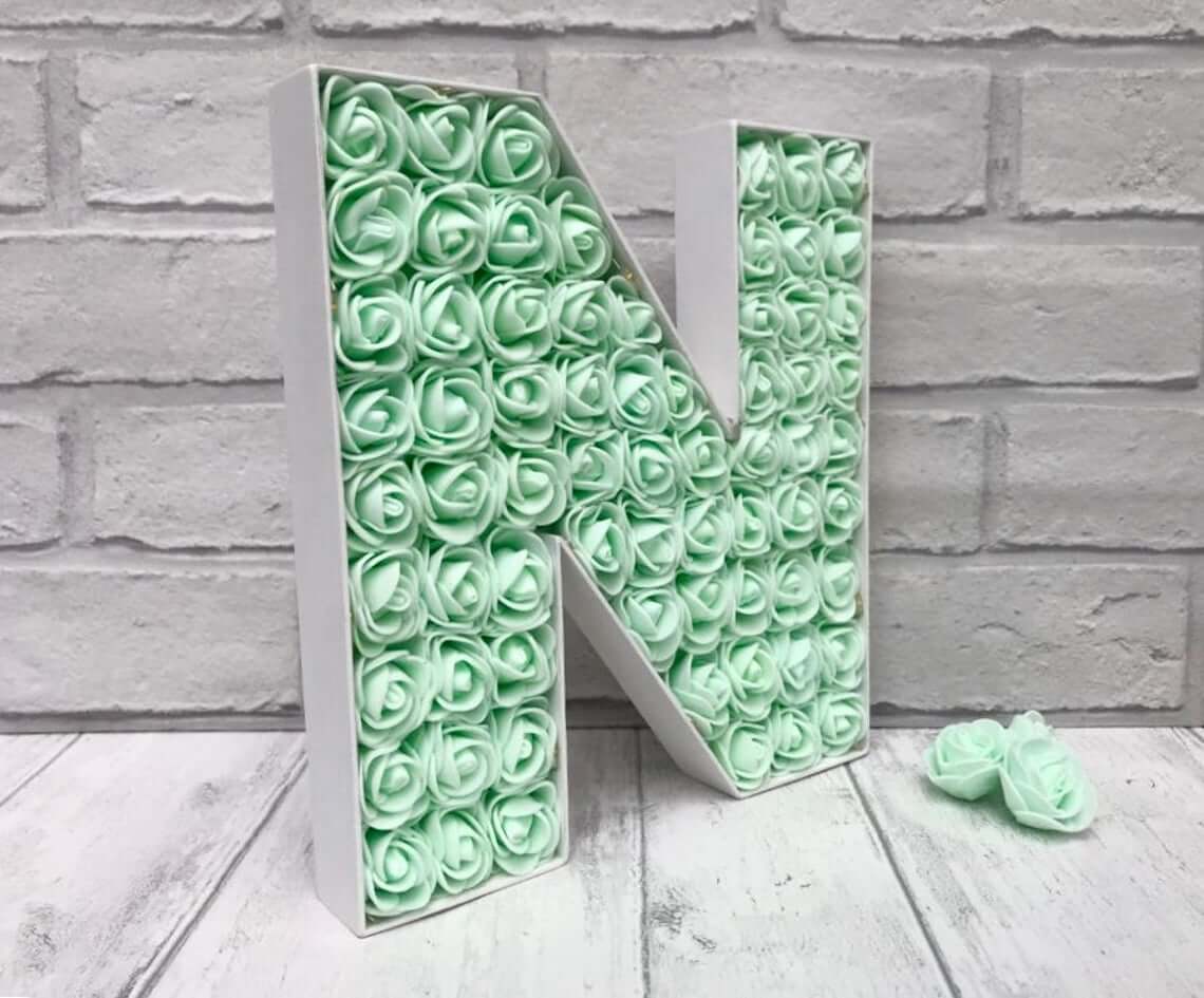 Mint Rosebuds Nestled in Your Initial