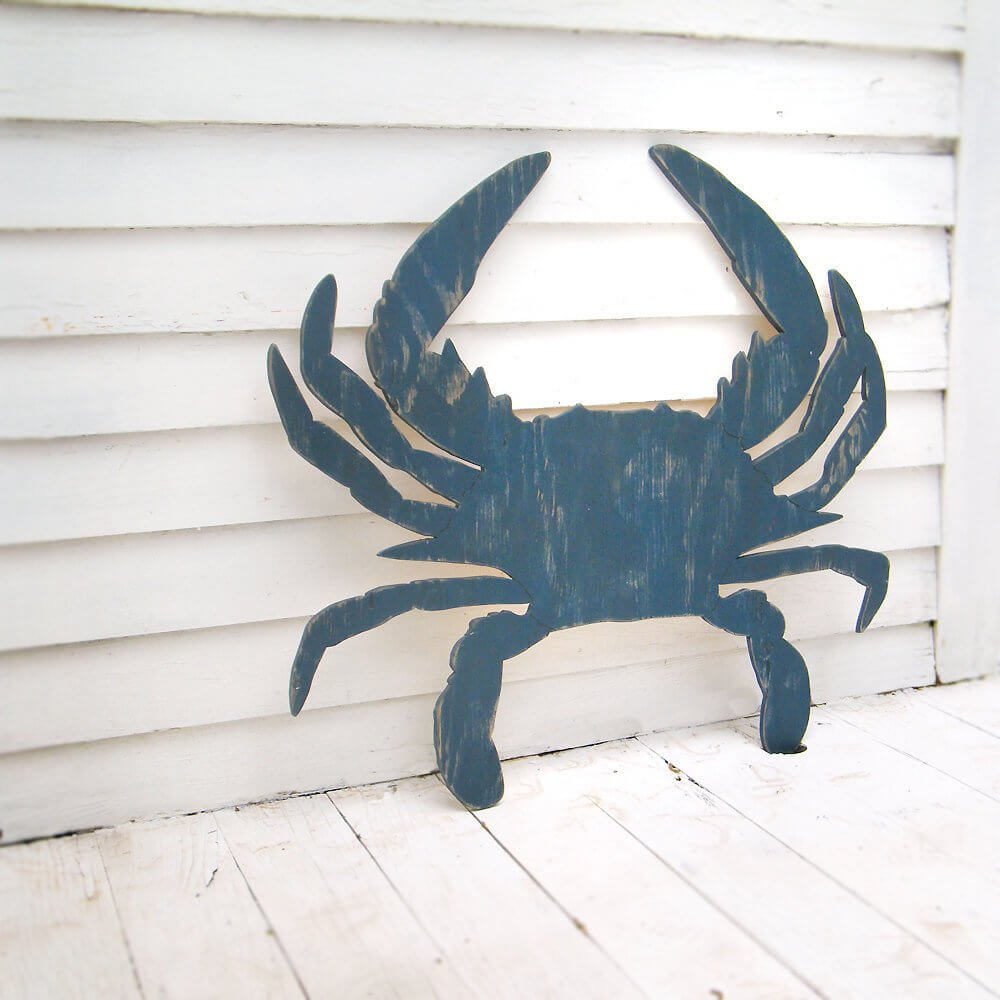 Whimsical Painted Wooden Crab Cutout
