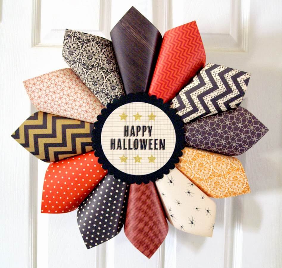 Multi-Patterned Autumn Colored Flower Wreath