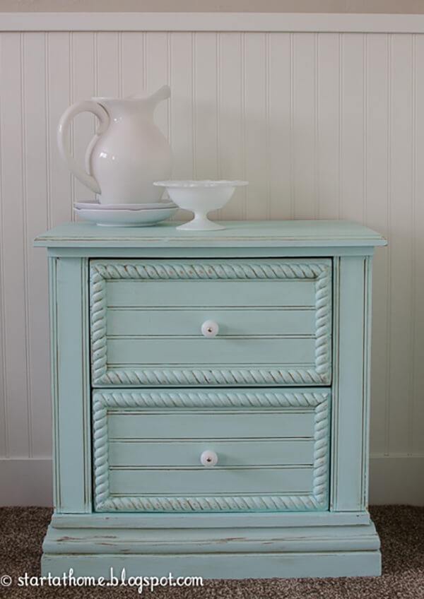 Traditional Bead Board Nightstand in Mint Green