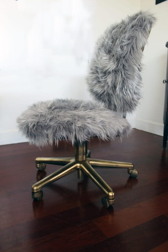 Glam Faux Fur Golden Office Chair