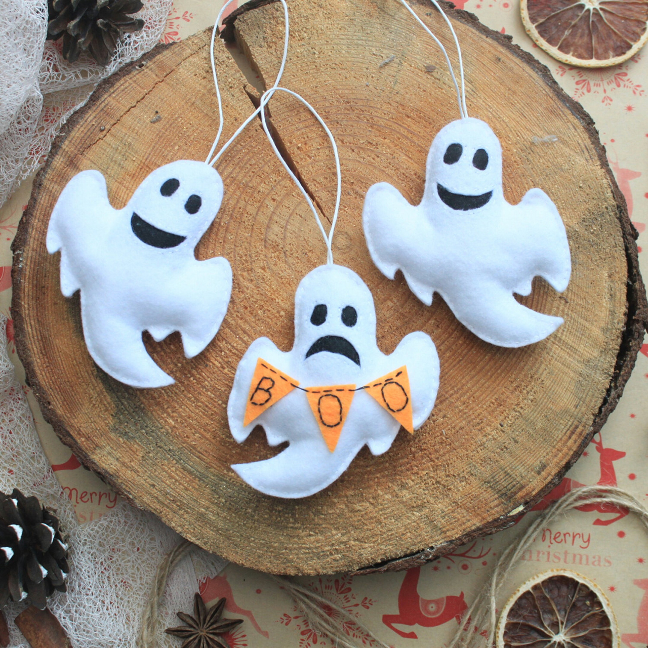 Plush Ghost Ornaments