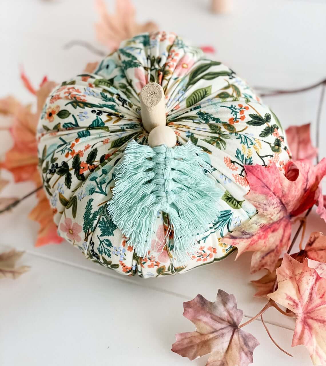 Vintage Floral and Colorful Tassel Leaf Pumpkin