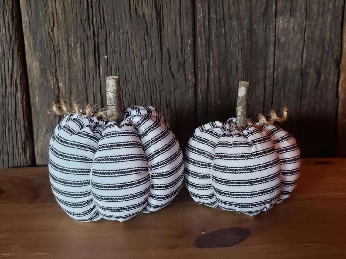 Stripes of Black and White Fabric Pumpkins