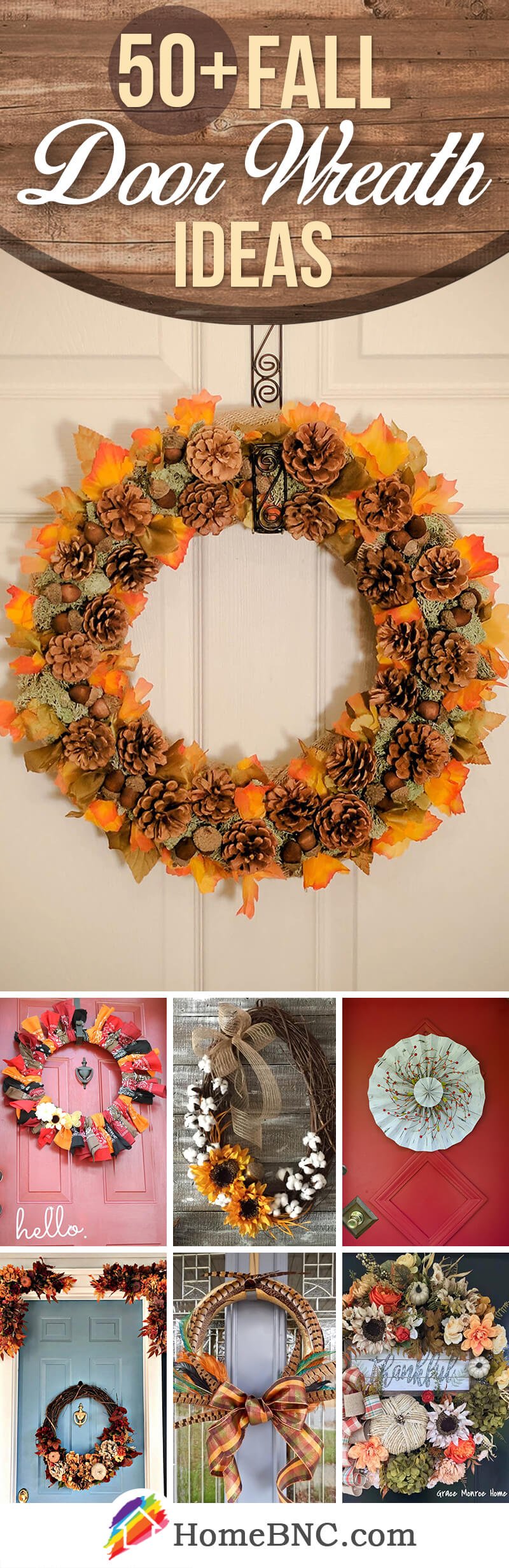 Fall Door Wreath デコレーションのアイデア