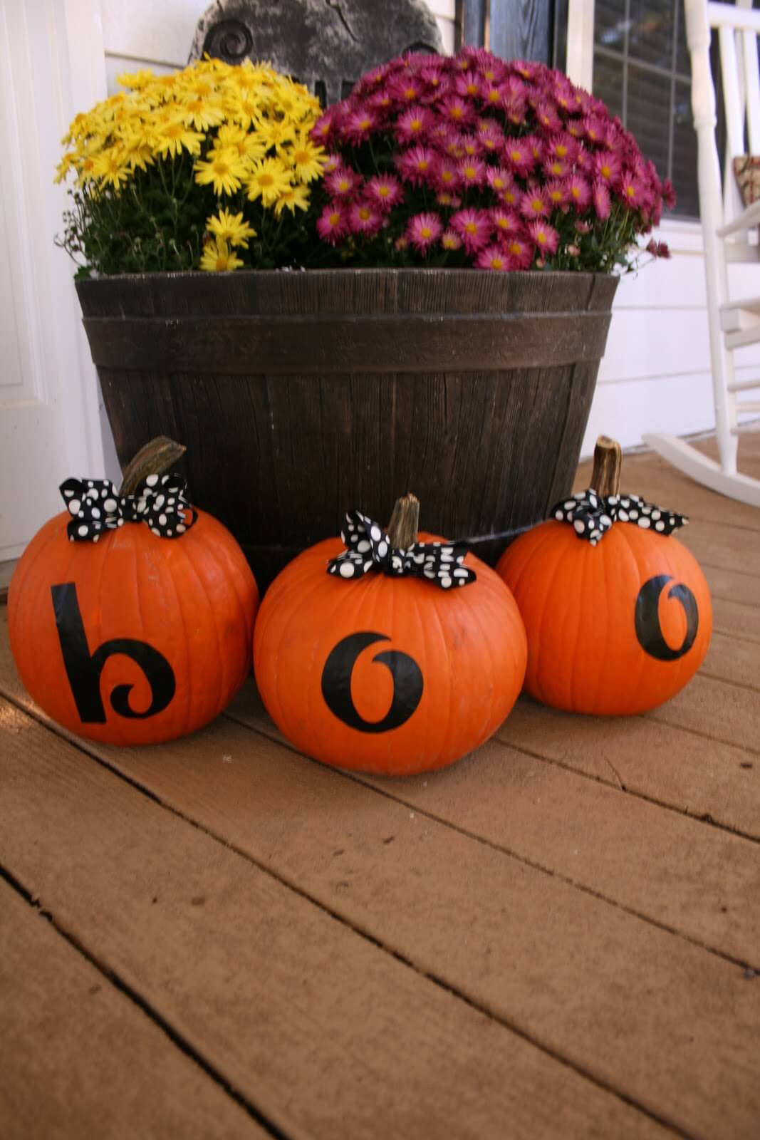 Triple Boo-Bow Porch Pumpkin