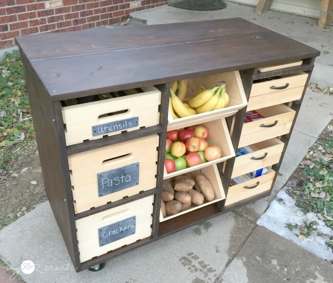 Kitchen Counter Fruit And Utensil Storage Cabinet