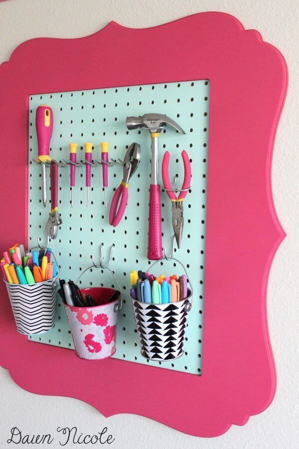Pink Pegboard for Tools and More