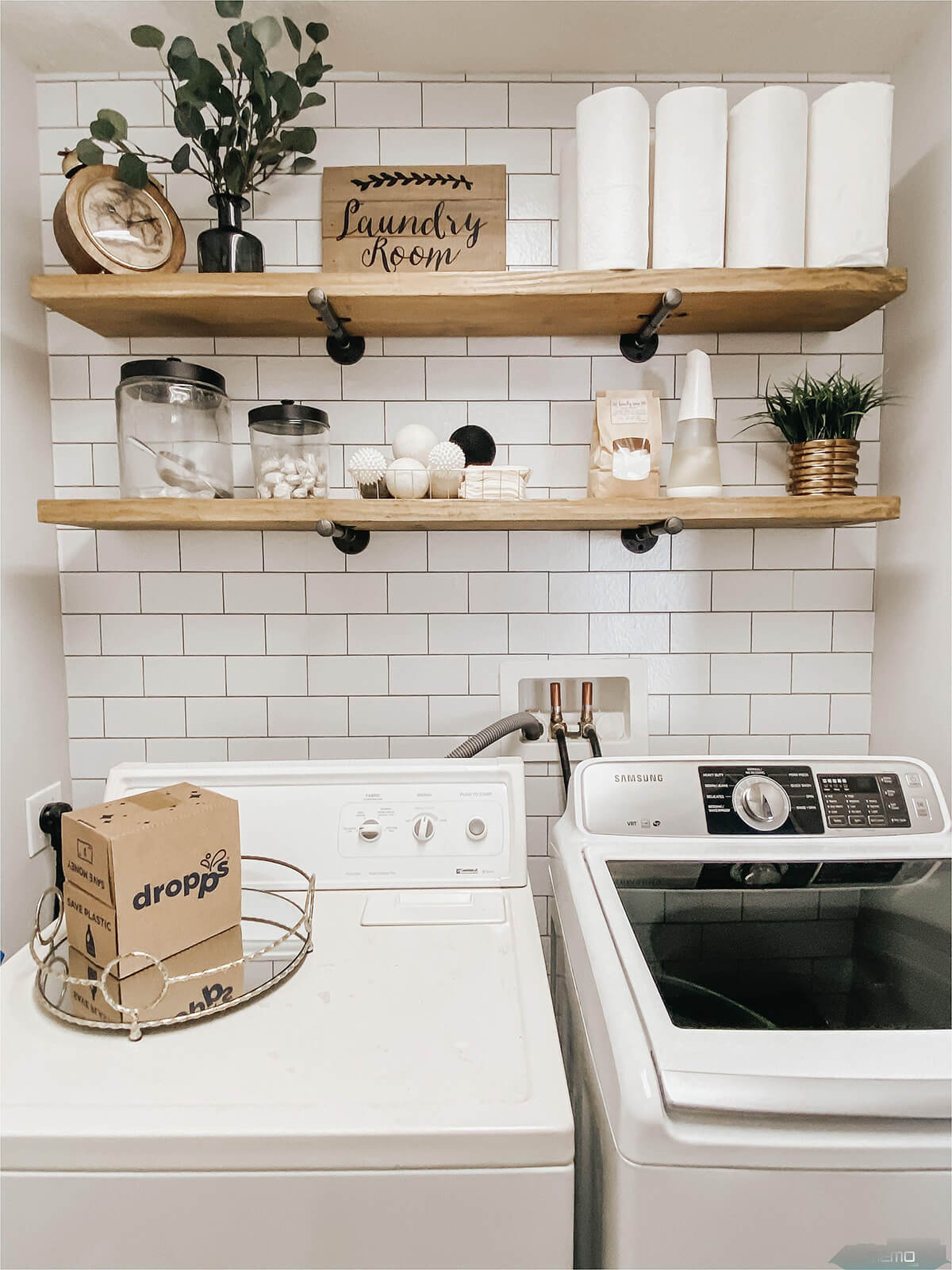 Classic White Subway Tile Laundry Wall — Homebnc