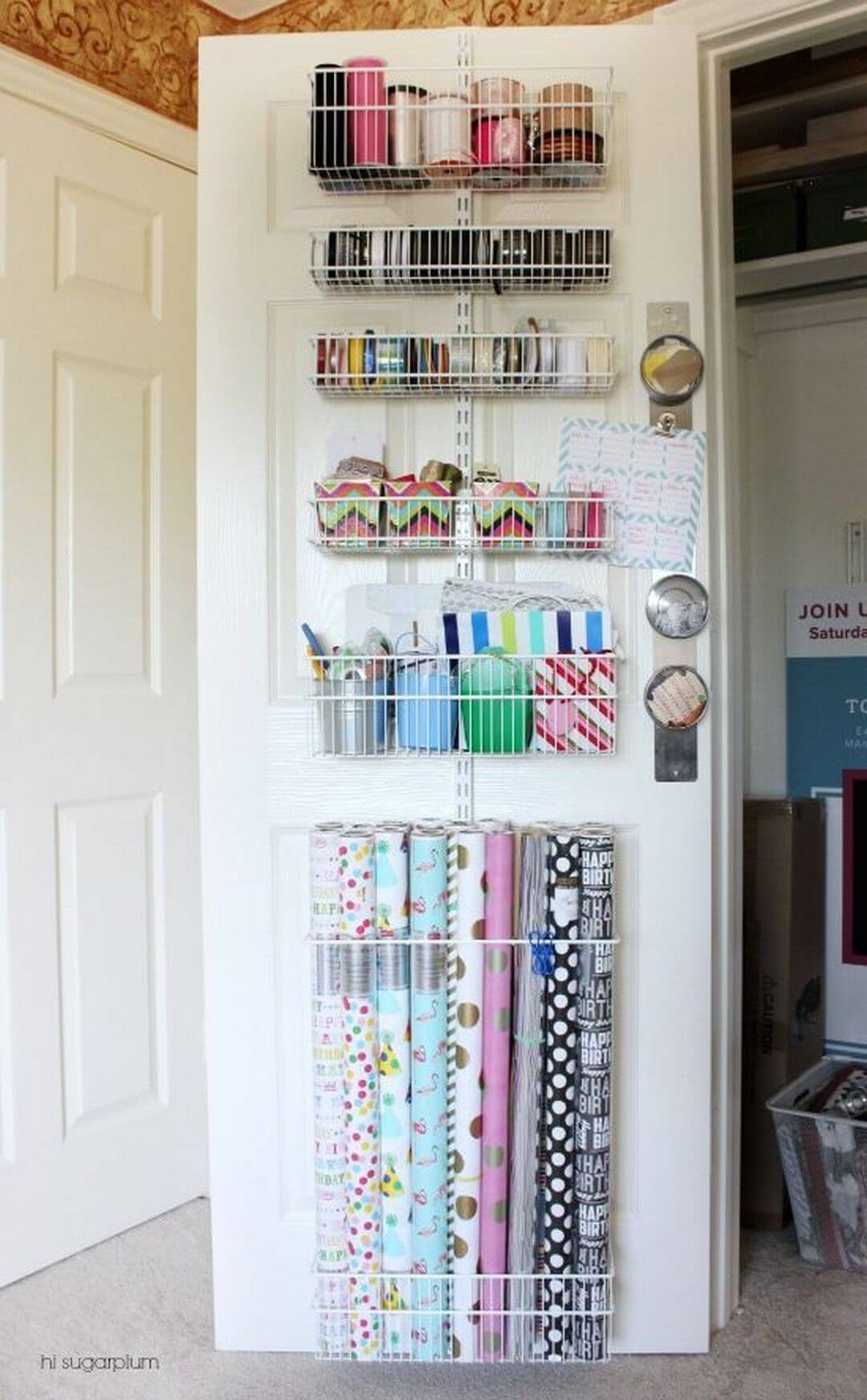 Over Door Storage Makes Giftwrap a Snap