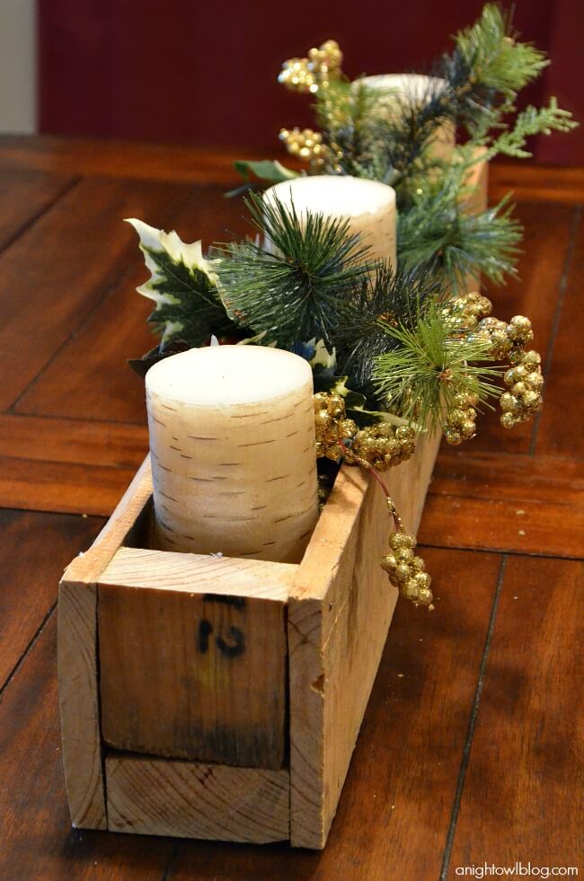 Warm Wooden Glow with Candles and Pine