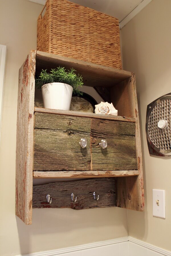 Rustic Wooden Bathroom Storage Cabinet