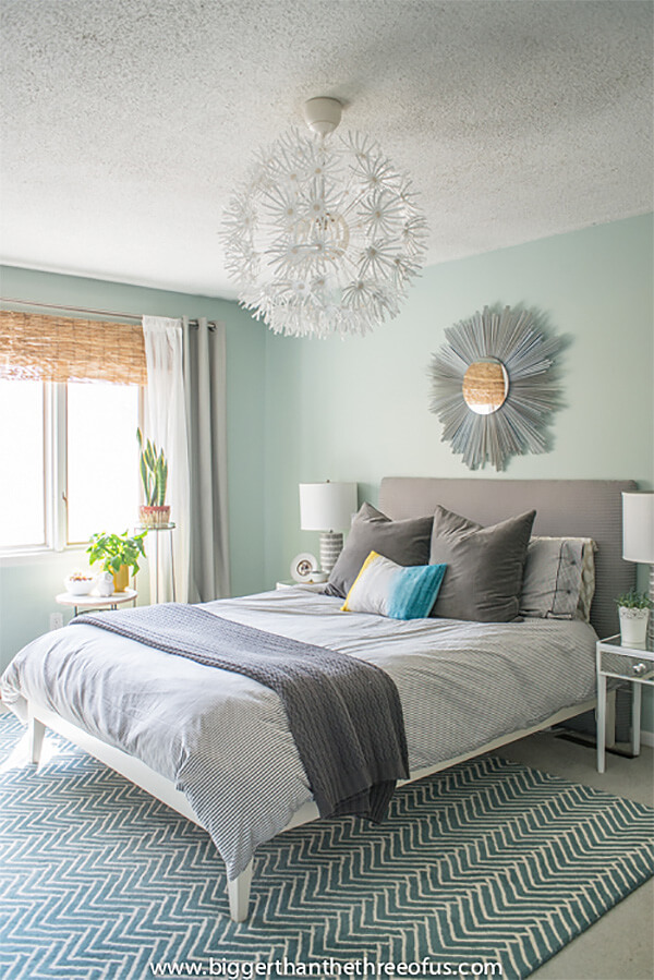 Mid-Century Modern Sunburst Mirror Master Bedroom