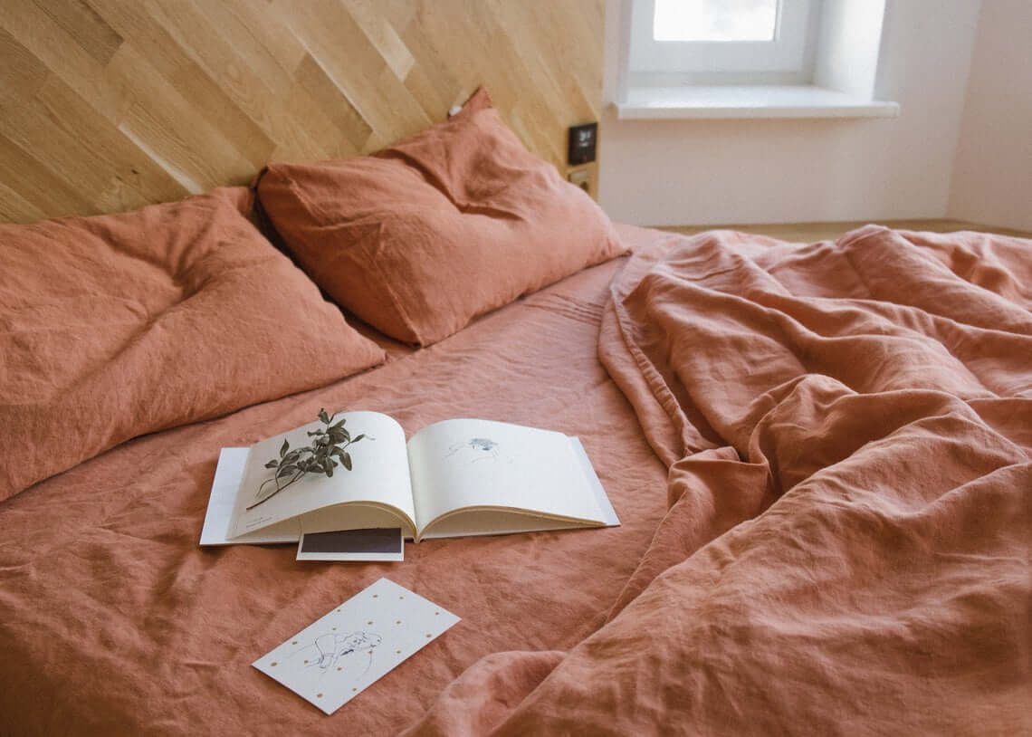 Wood Wall and Terracotta Brown Bedroom