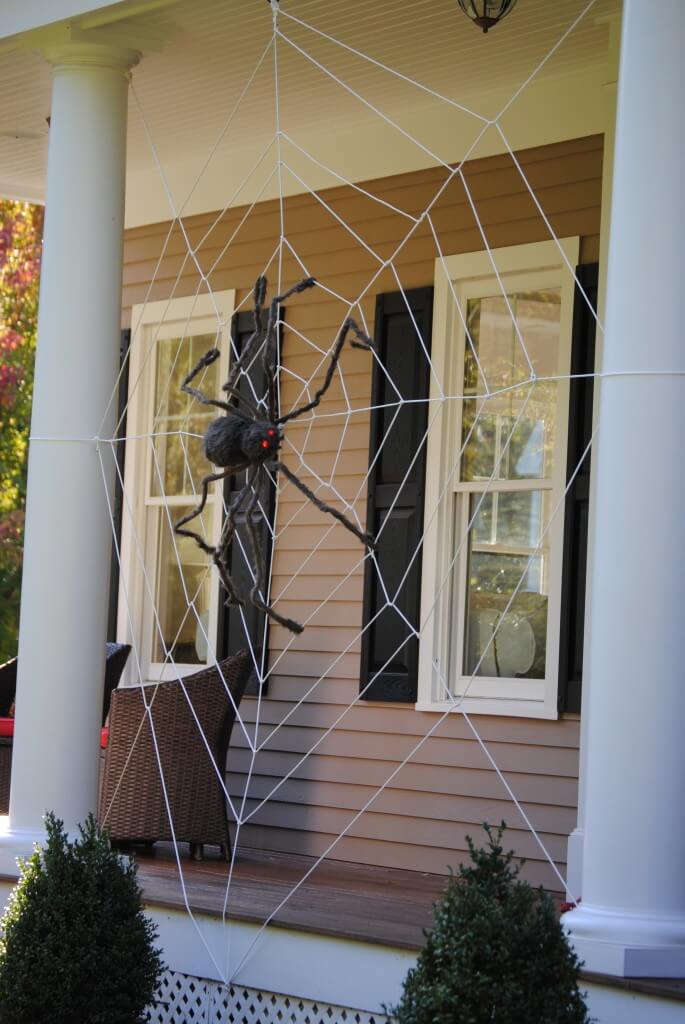 Hugely Scary Halloween Porch Spider Web