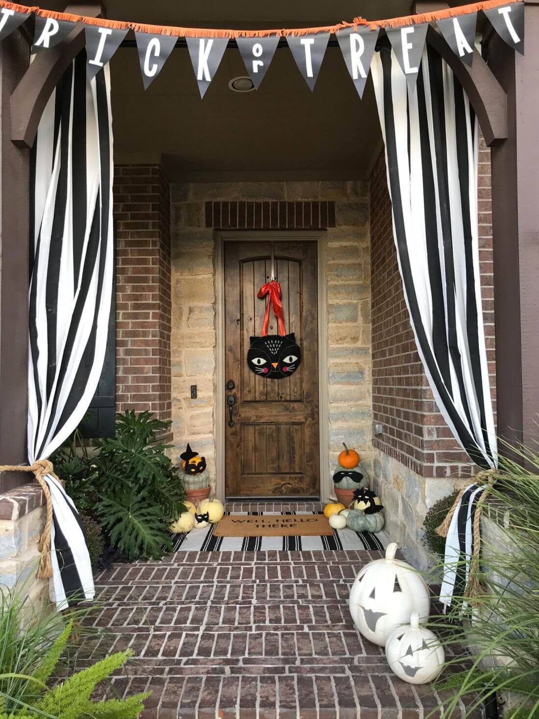 Curtains Lead the Way to My Halloween Porch