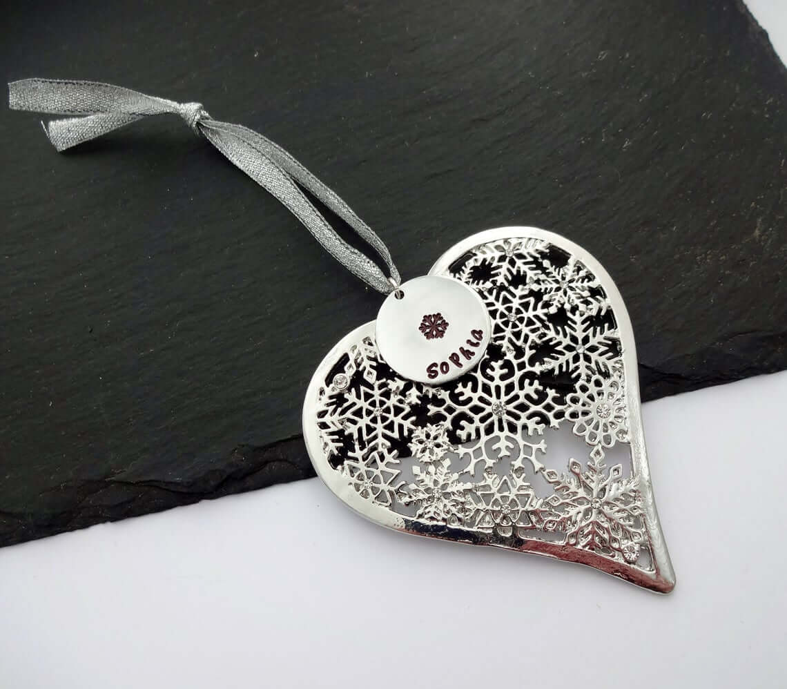 Heart Shaped Glass Bauble With Charm