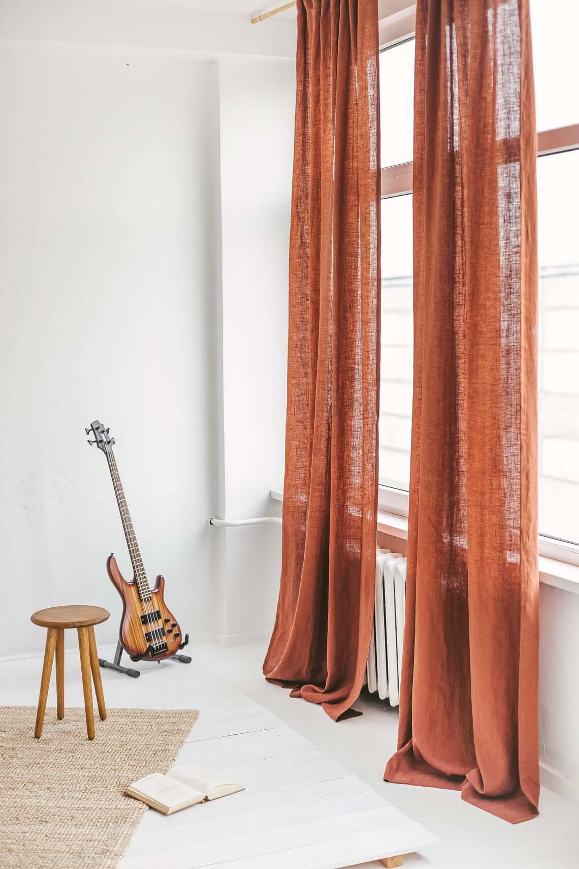 Rusty Long Linen Window Drape