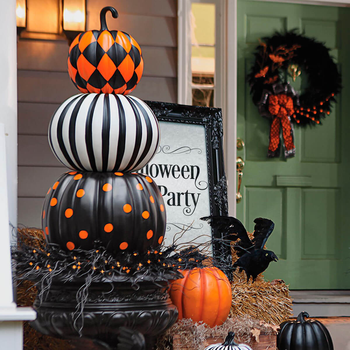 Pumpkin Topiary Stack in an Urn