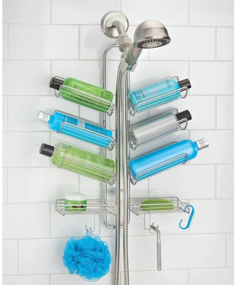 mDesign Shelved Hanging Shower Caddy